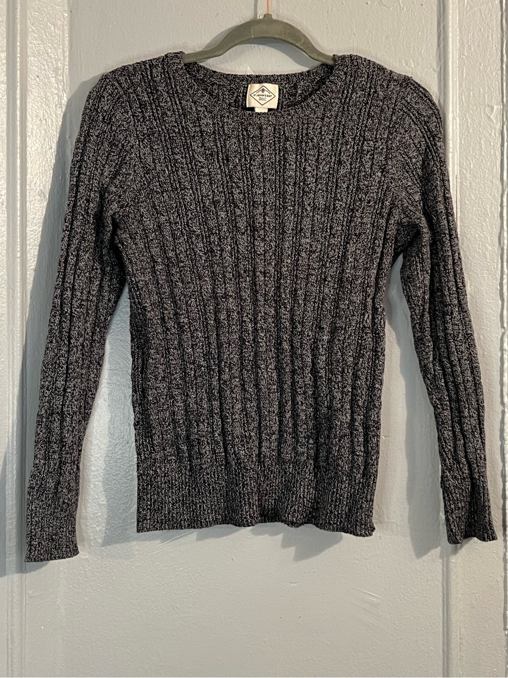 St.Johns Bay Black & White Crew Neck Long-Sleeve Sweater